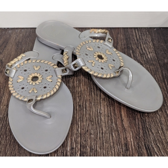Jack Rogers Jelly Sandals Grey and Gold Size 9 - Picture 1 of 9